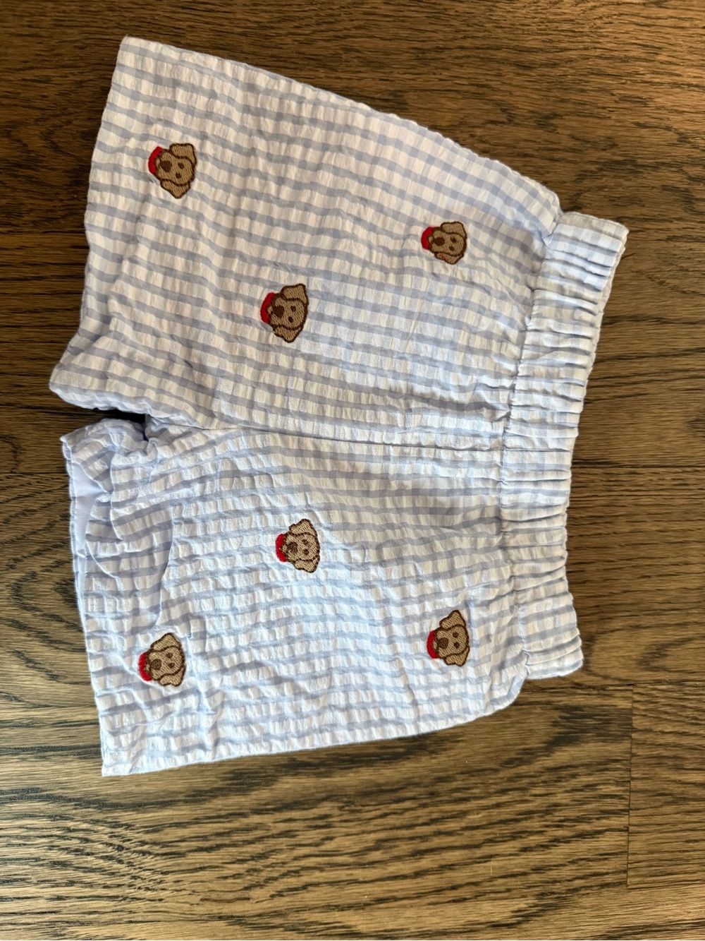 Zuccini Kids Light Blue Seersucker Shorts with Embroidered 🐶